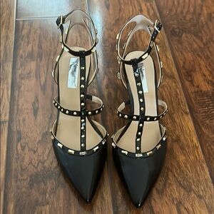 Studded Black Women's Heels